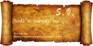 Soós Varsány névjegykártya